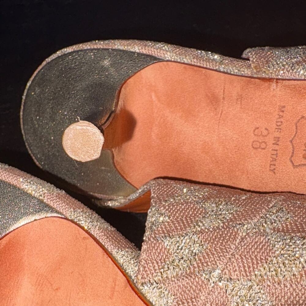 Missoni Peach Patterned Knit Fabric Pointed Toe Slingback Sandals - Picture 10 of 13